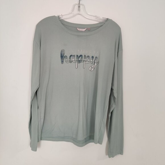 La Vie En Rose Women's Pajama Top Size M Gray Green Comfy Sleepwear Simple Daily - Picture 1 of 8